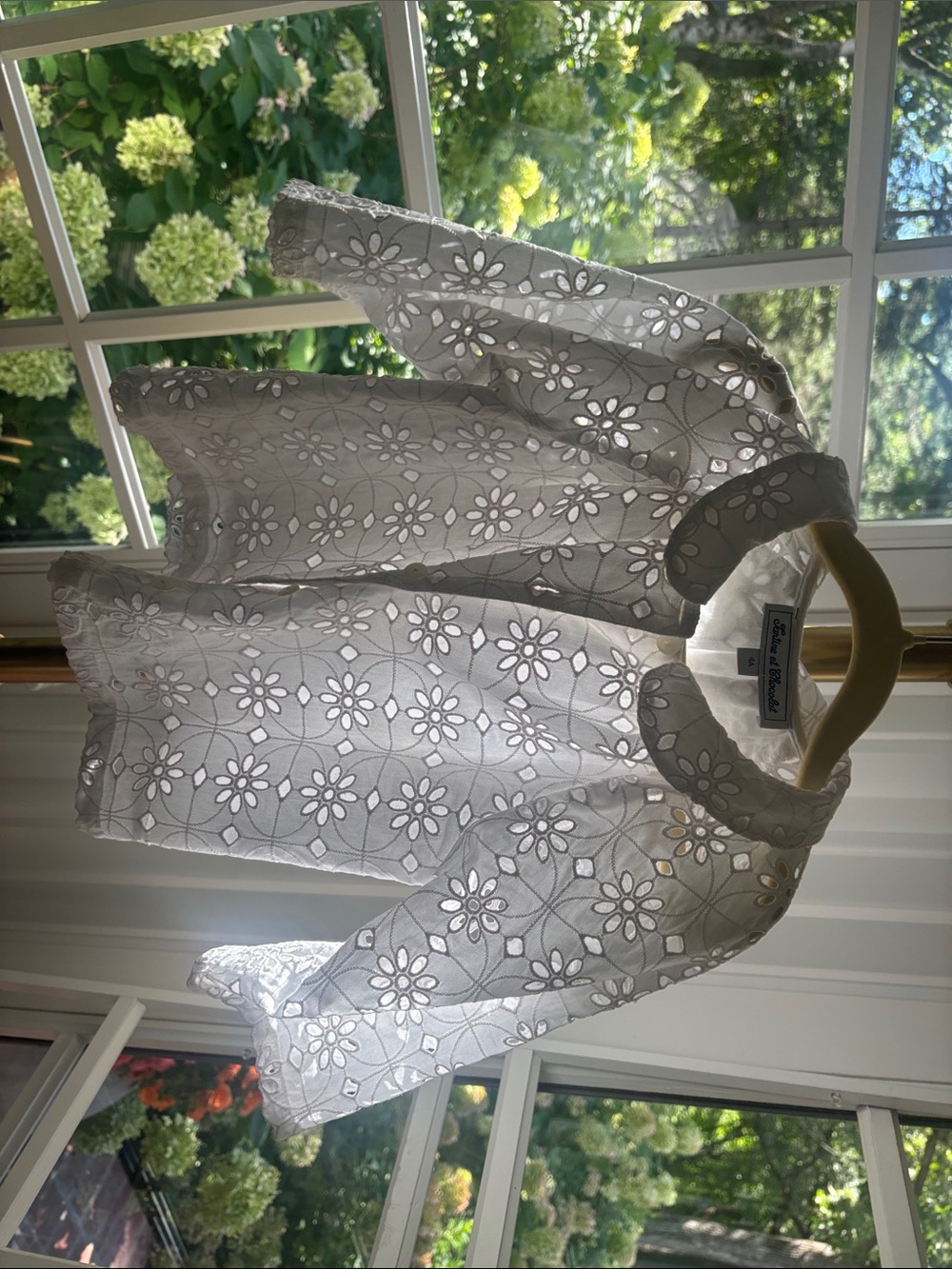 Tartine et Chocolat White Floral Eyelet Blouse Size 4